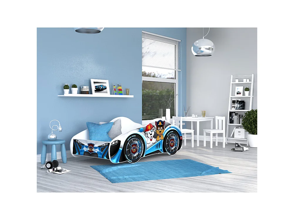 Lit Enfant Voiture 70x140 21 PAT PATROUILLE Thème Livré avec sommiers et matelas en mousse de 7cm