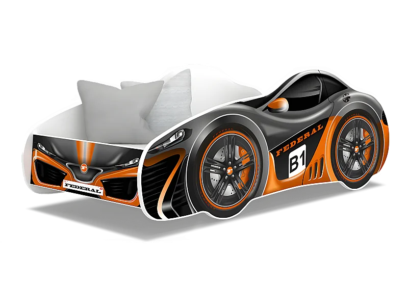 Lit Enfant Voiture 70x140 17 FEDERAL Thème Livré avec sommiers et matelas en mousse de 7cm