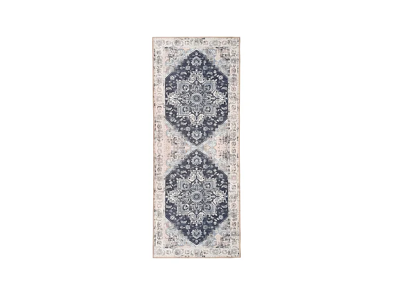 COLABA - Tapis de Couloir 80x200cm avec Motifs Bleu