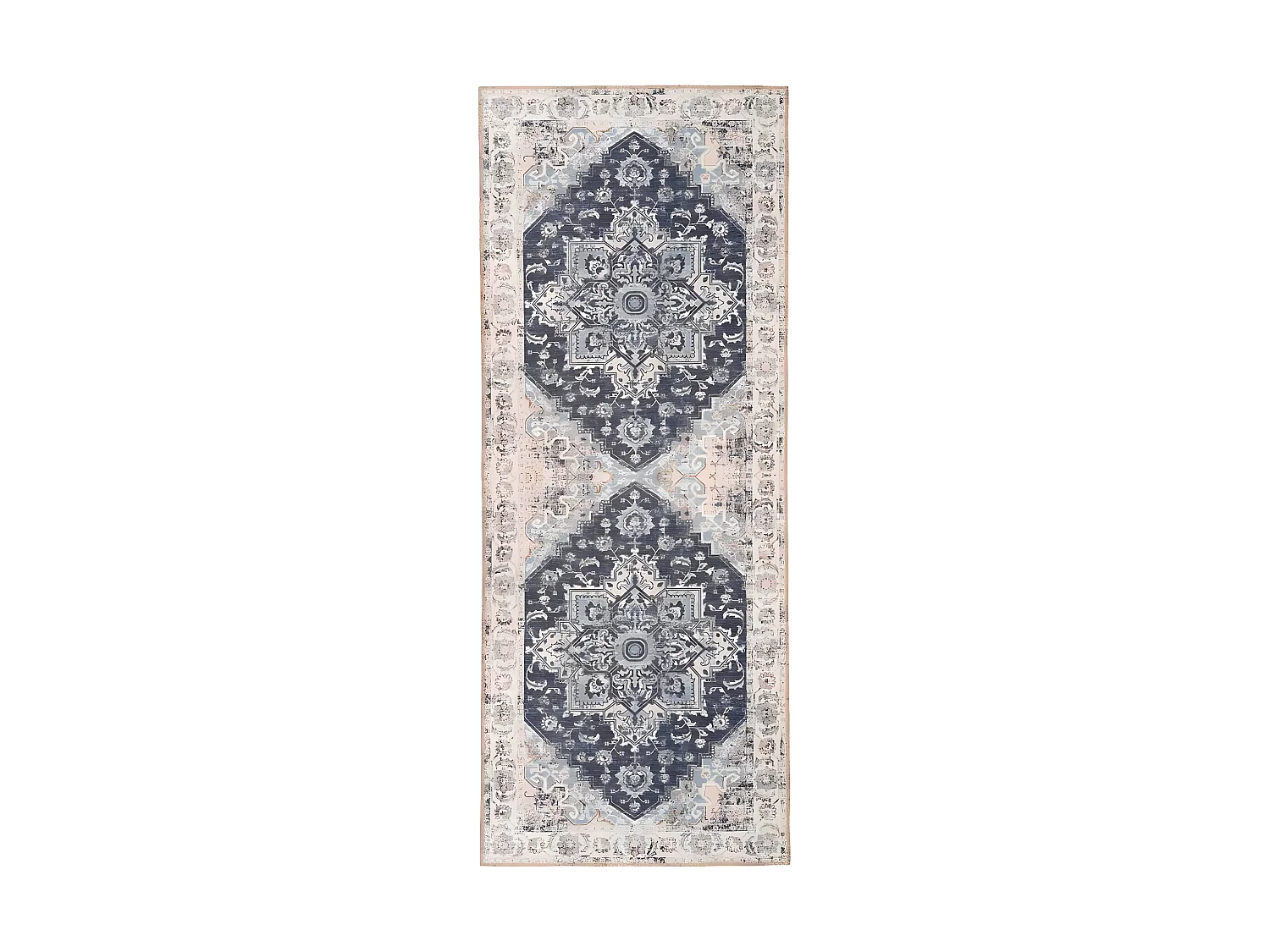 COLABA - Tapis de Couloir 80x200cm avec Motifs Bleu