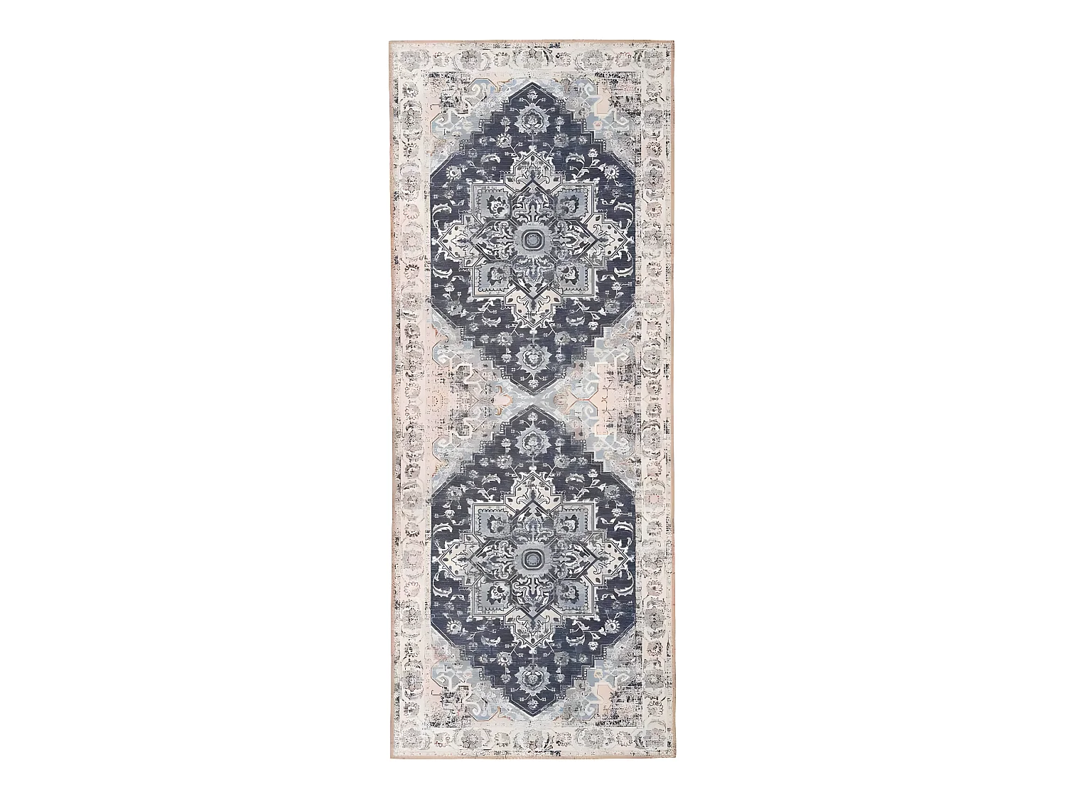 COLABA - Tapis de Couloir 80x200cm avec Motifs Bleu