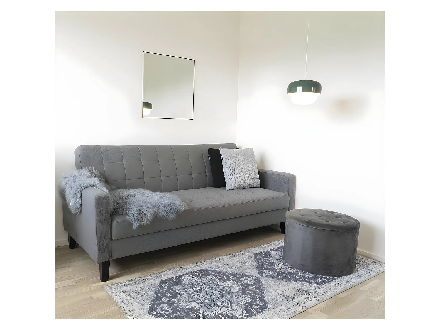 COLABA - Tapis de Couloir 80x200cm avec Motifs Bleu