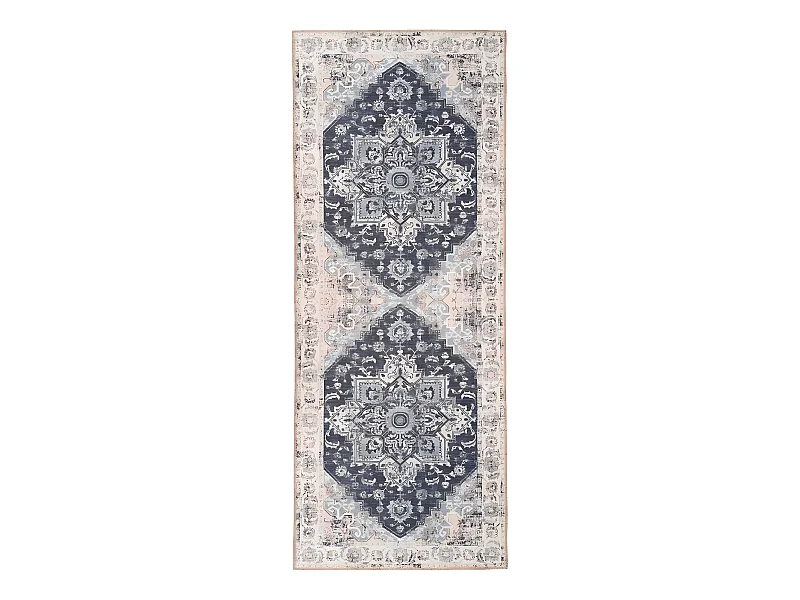 COLABA - Tapis de Couloir 80x200cm avec Motifs Bleu