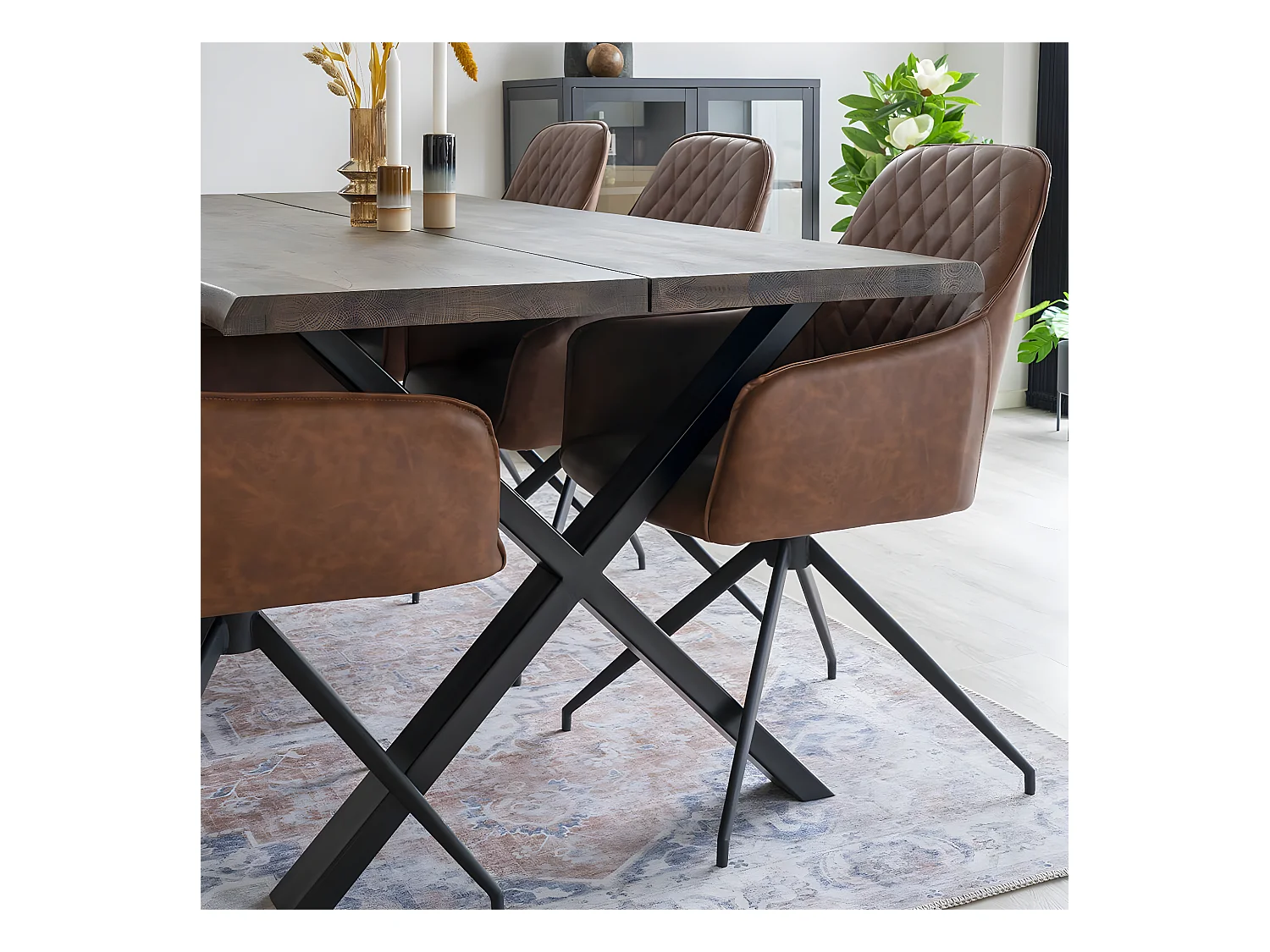 COLABA - Tapis Blanc 200x300cm avec Motifs Orange et Bleu