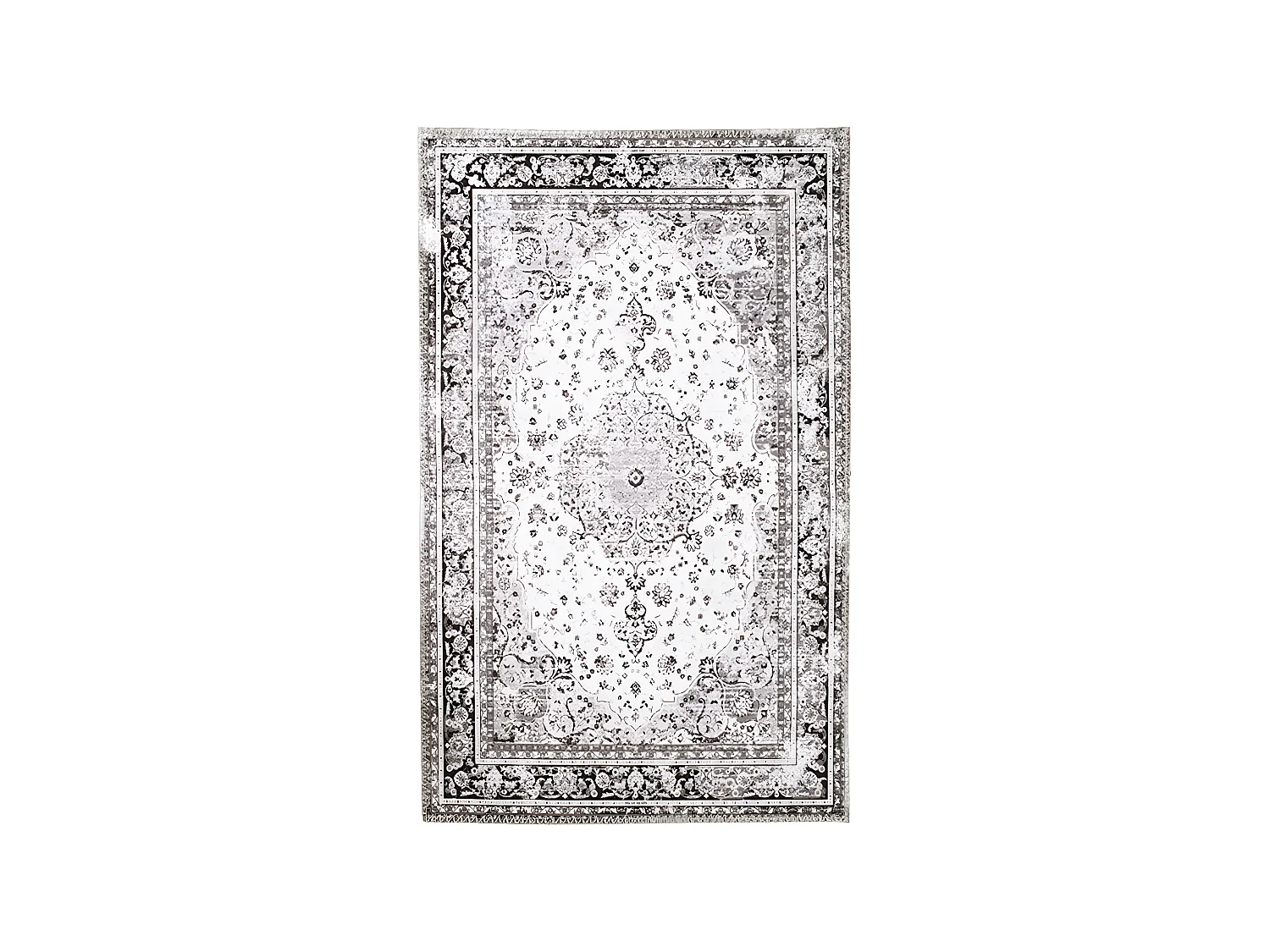 COLABA - Tapis Blanc 160x230cm avec Motifs Noir