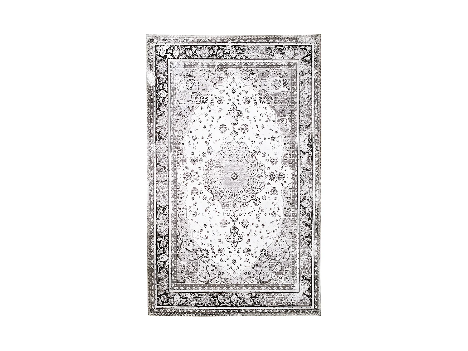 COLABA - Tapis Blanc 160x230cm avec Motifs Noir