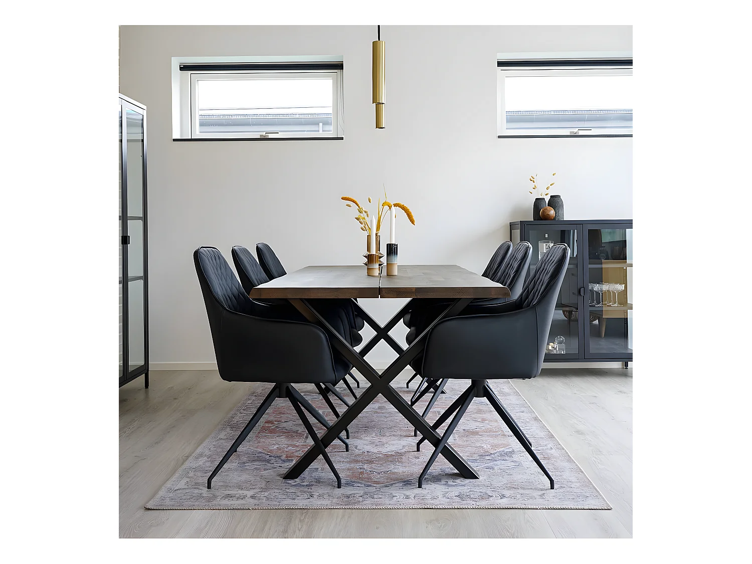 COLABA - Tapis Blanc 160x230cm avec Motifs Orange et Bleu