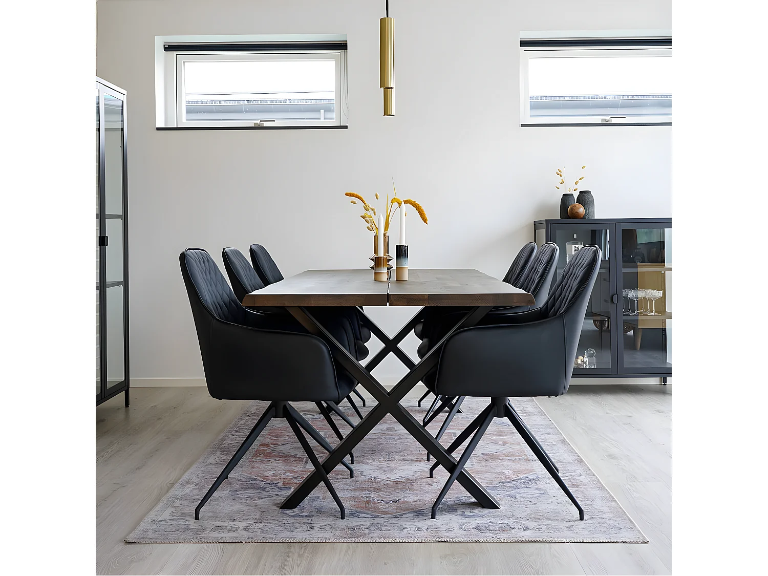 COLABA - Tapis Blanc 160x230cm avec Motifs Orange et Bleu