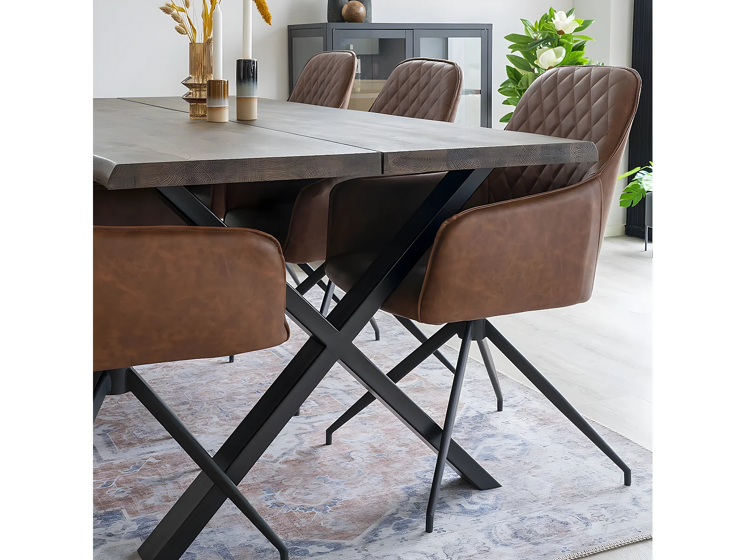 COLABA - Tapis Blanc 160x230cm avec Motifs Orange et Bleu