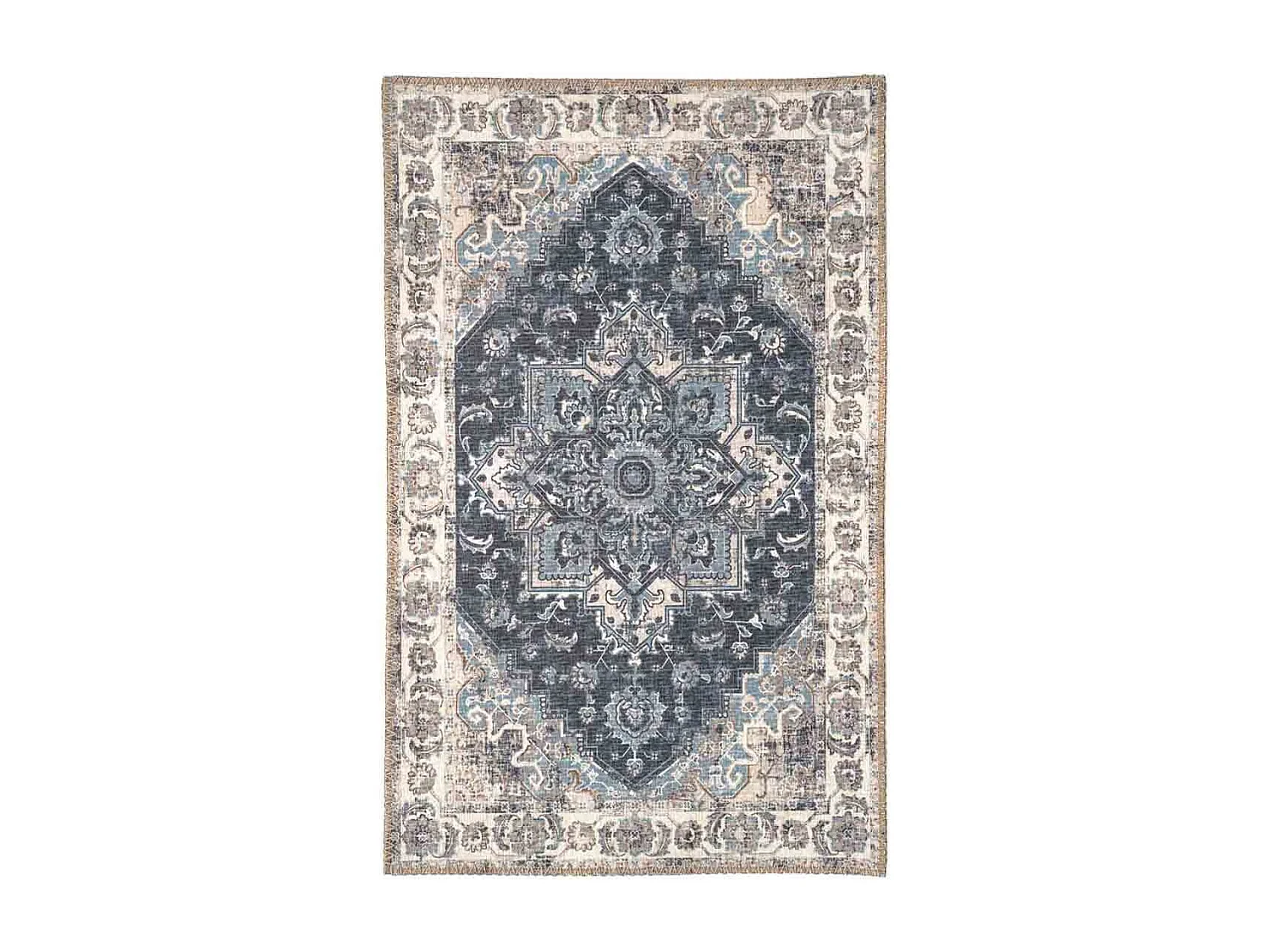 COLABA - Tapis d'Entrée 50x80cm avec Motifs Bleu