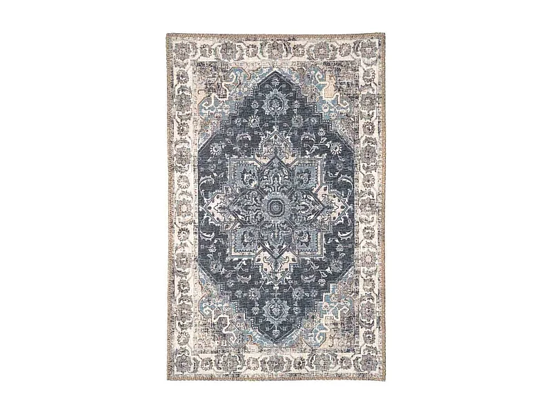 COLABA - Tapis d'Entrée 50x80cm avec Motifs Bleu