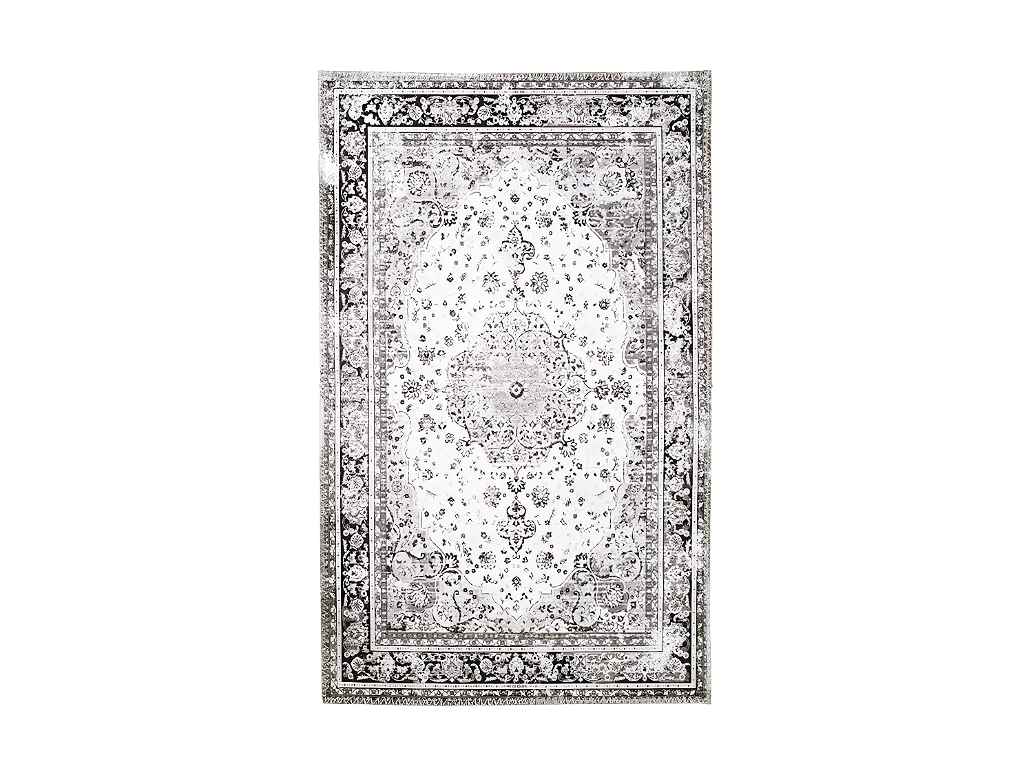 COLABA - Tapis Blanc 200x300cm avec Motifs Noir
