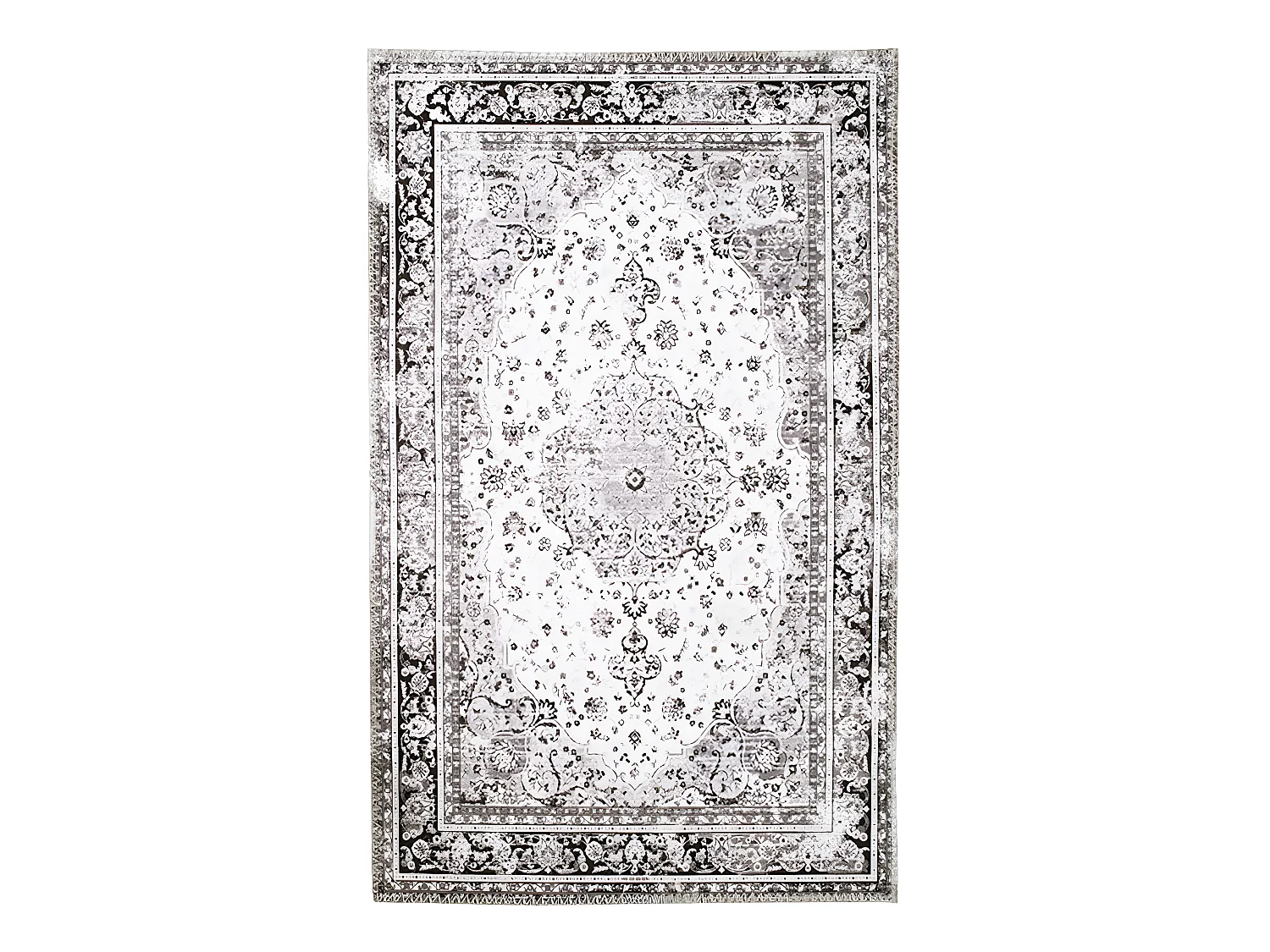 COLABA - Tapis Blanc 200x300cm avec Motifs Noir
