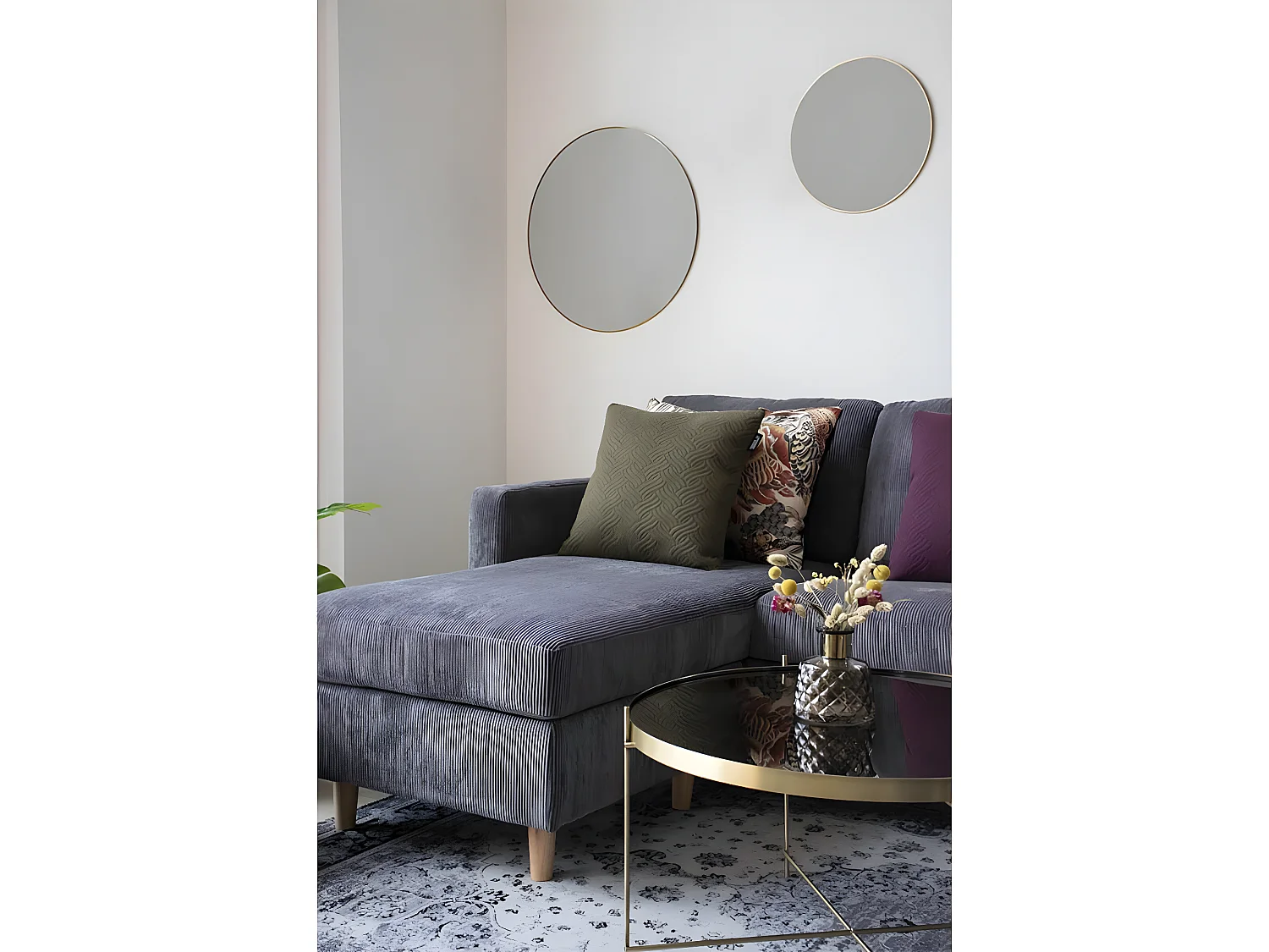 COLABA - Tapis Blanc 200x300cm avec Motifs Noir