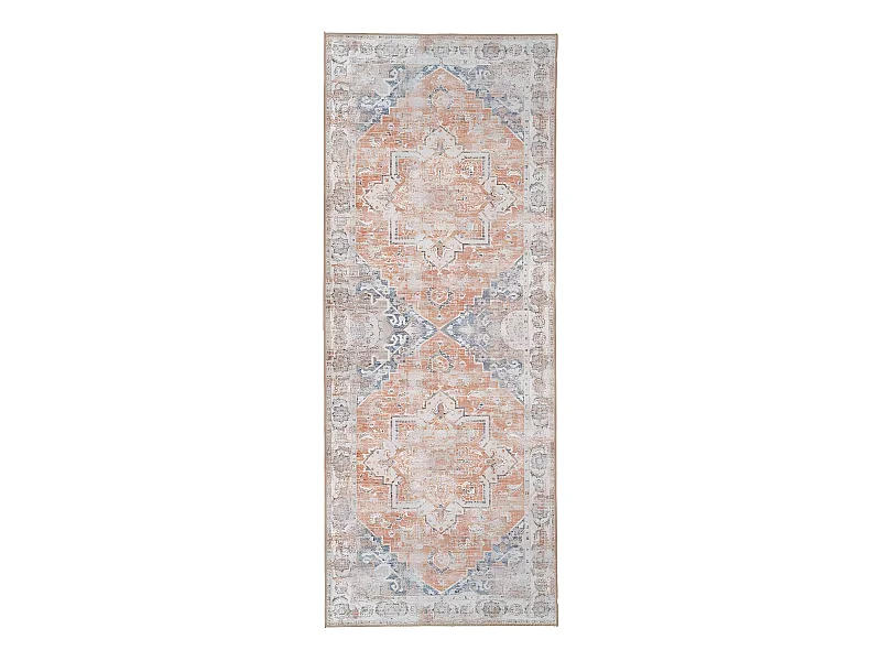 COLABA - Tapis de Couloir 80x200cm avec Motifs Orange et Bleu