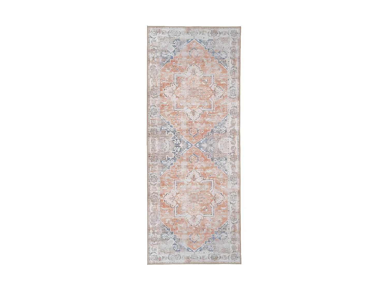 COLABA - Tapis de Couloir 80x200cm avec Motifs Orange et Bleu