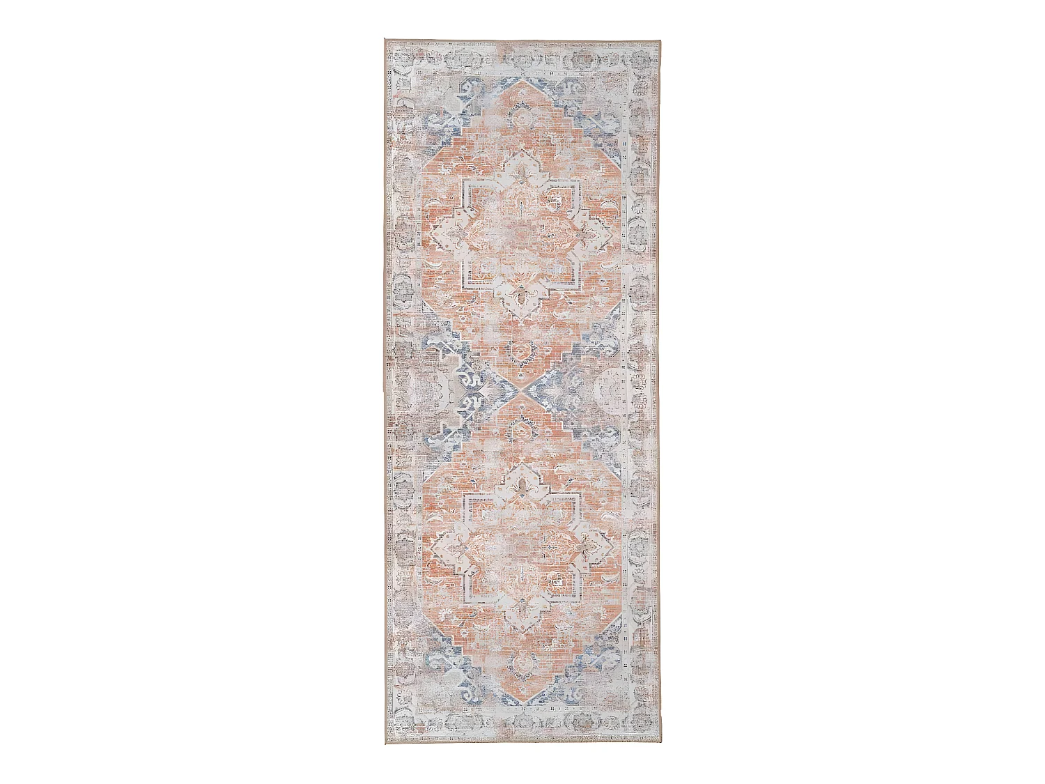 COLABA - Tapis de Couloir 80x200cm avec Motifs Orange et Bleu