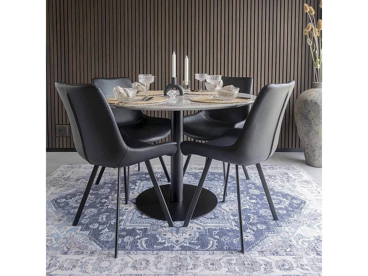 COLABA - Tapis Blanc 160x230cm avec Motifs Bleu