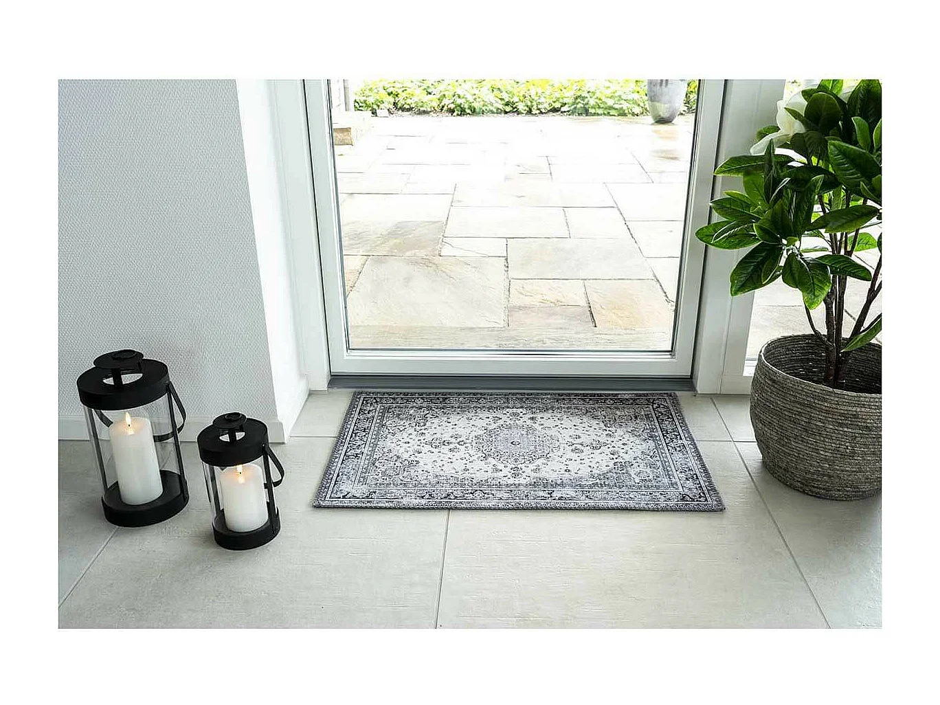 COLABA - Tapis d'Entrée 50x80cm avec Motifs Noir