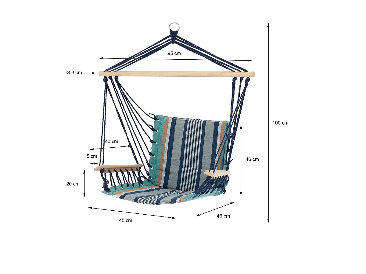 Sedia sospesa amaca relax multicolore 120 kg ECD Germany