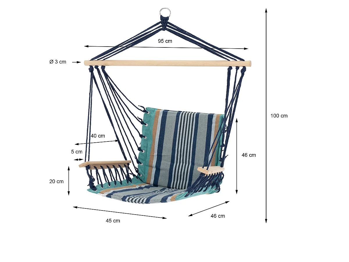 Silla colgante asiento hamaca relax multicolor 120 kg ECD Germany