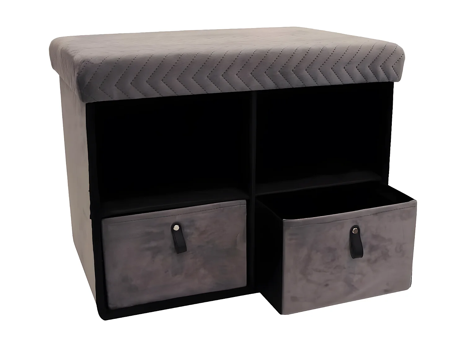 FLOY - Banc Pliable Velours Gris Clair Avec Tiroirs