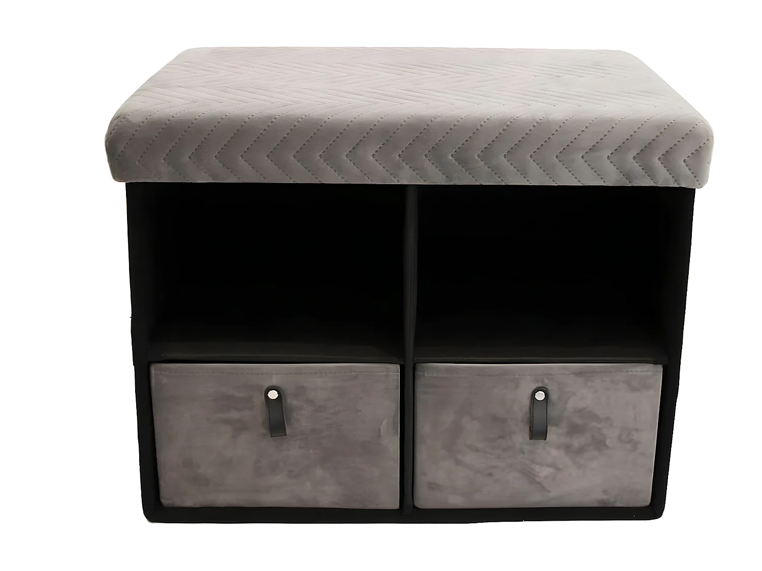 FLOY - Banc Pliable Velours Gris Clair Avec Tiroirs