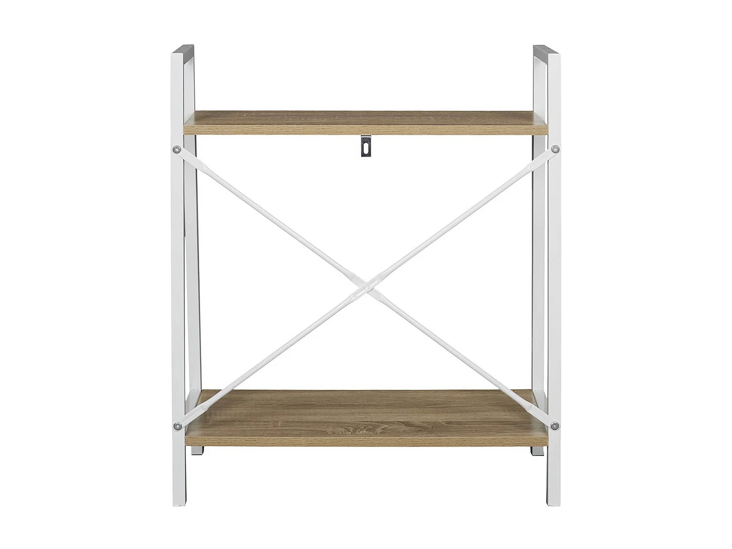 LIETA - Etagère à 2 Niveaux Bois et Métal Blanc