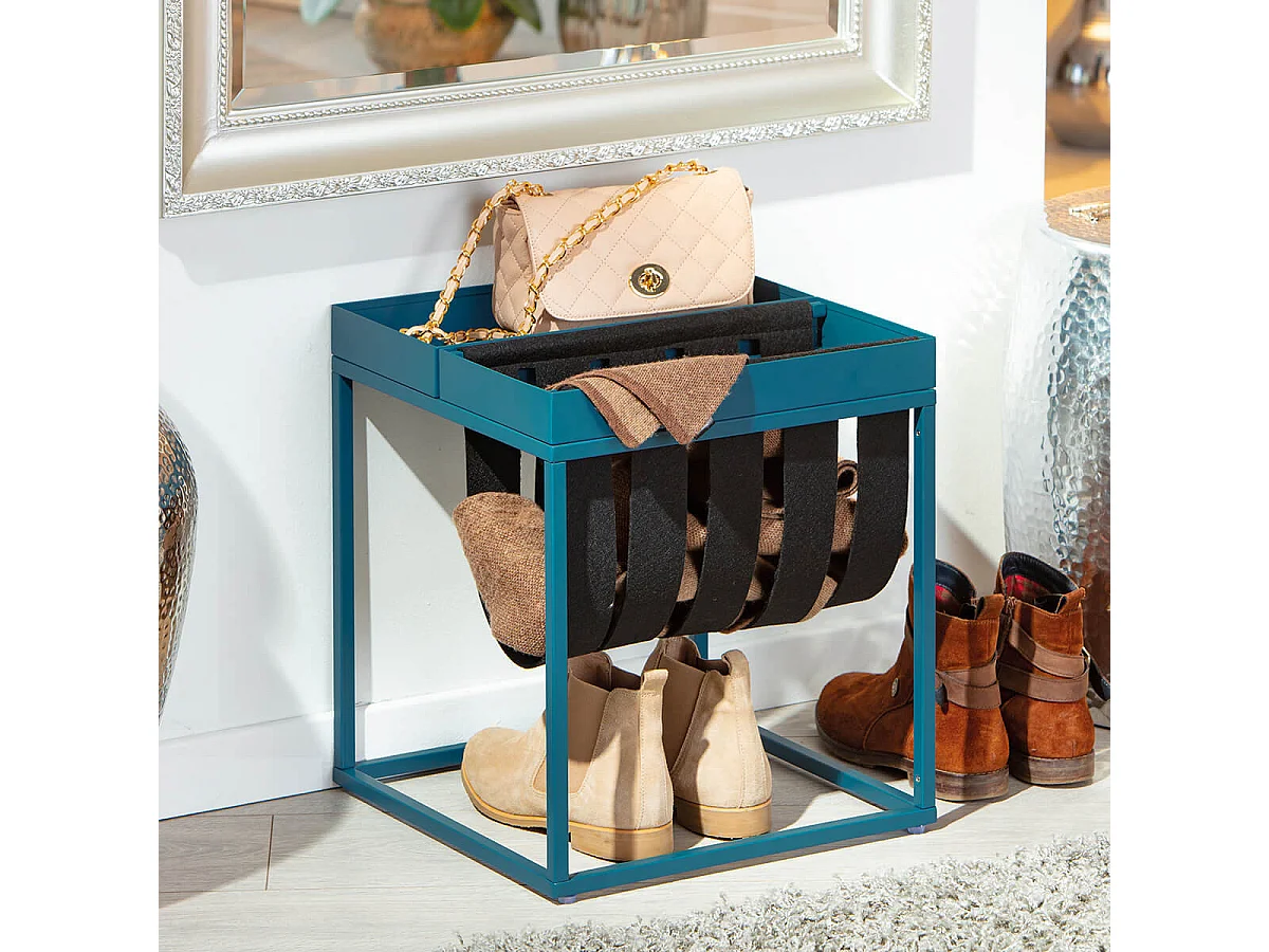 STACIO - Table d'Appoint Turquoise avec Porte-Brochure