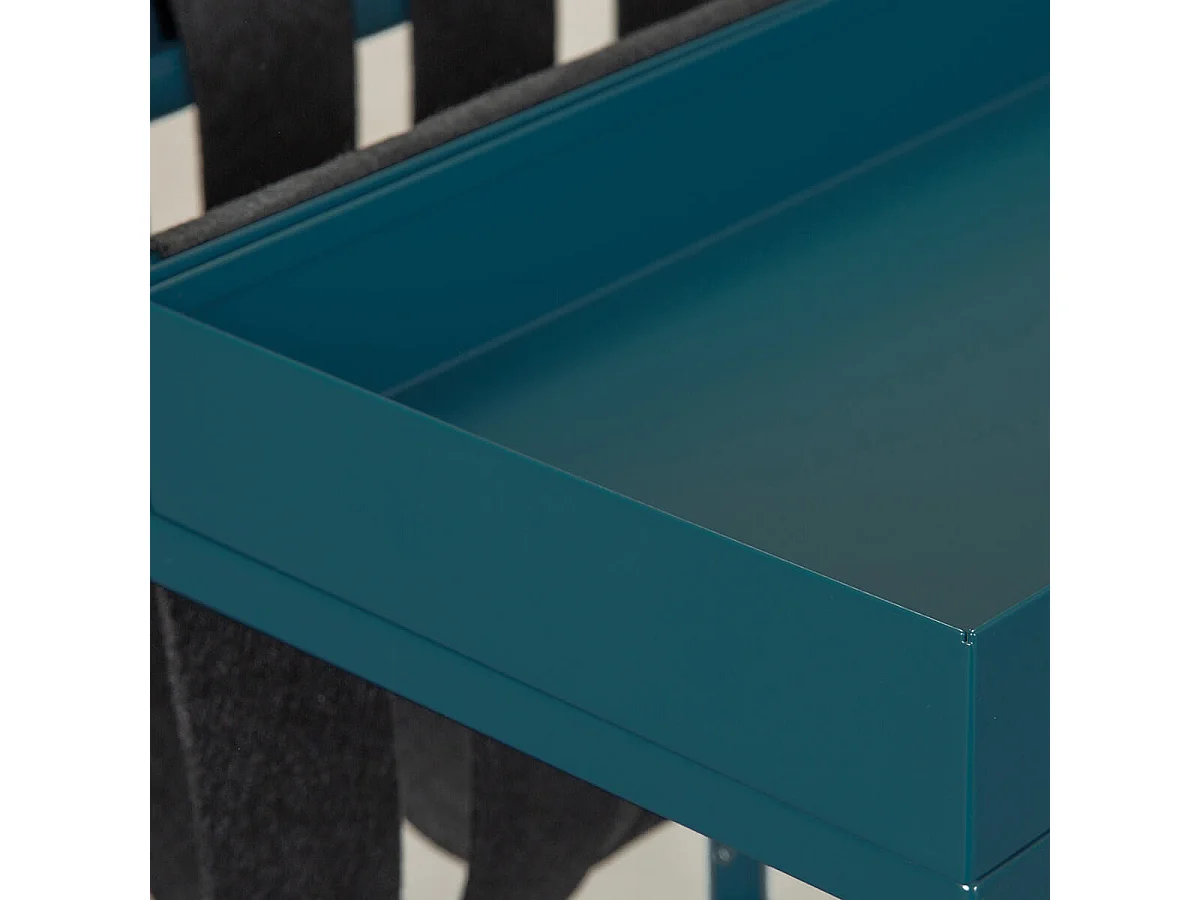 STACIO - Table d'Appoint Turquoise avec Porte-Brochure