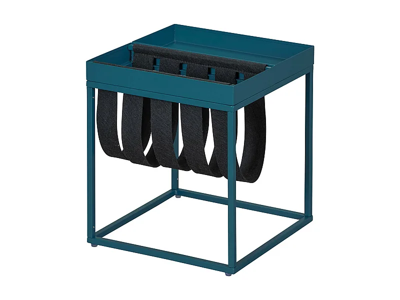 STACIO - Table d'Appoint Turquoise avec Porte-Brochure