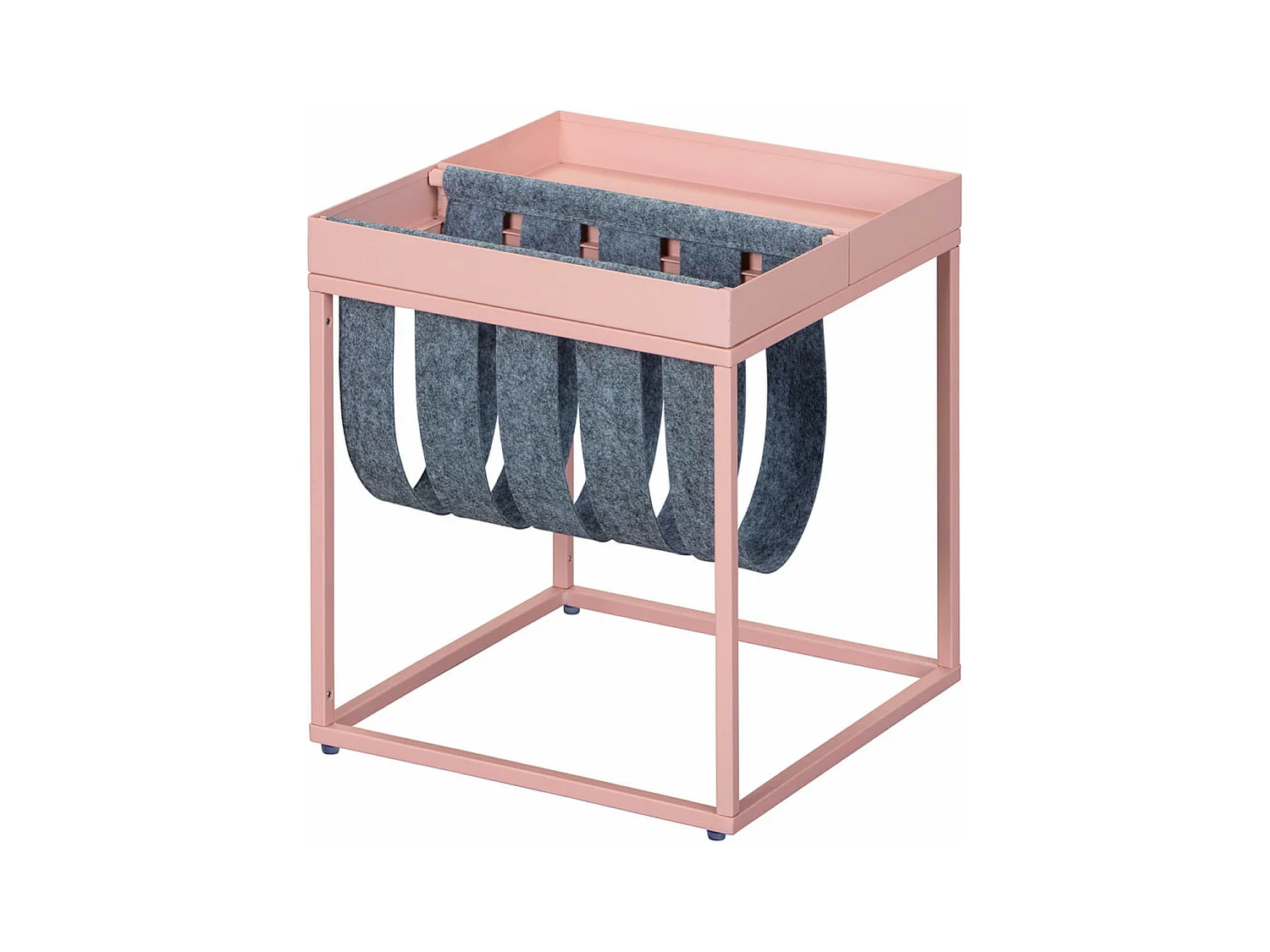 STACIO - Table d'Appoint Rose avec Porte-Brochure