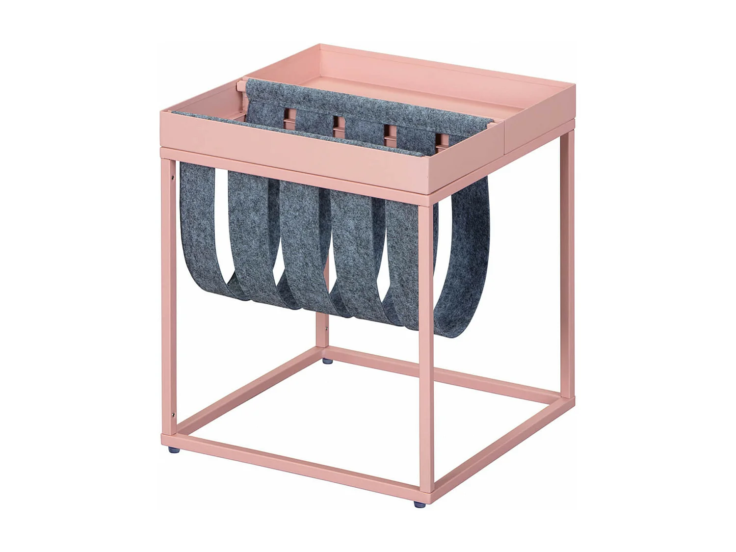 STACIO - Table d'Appoint Rose avec Porte-Brochure