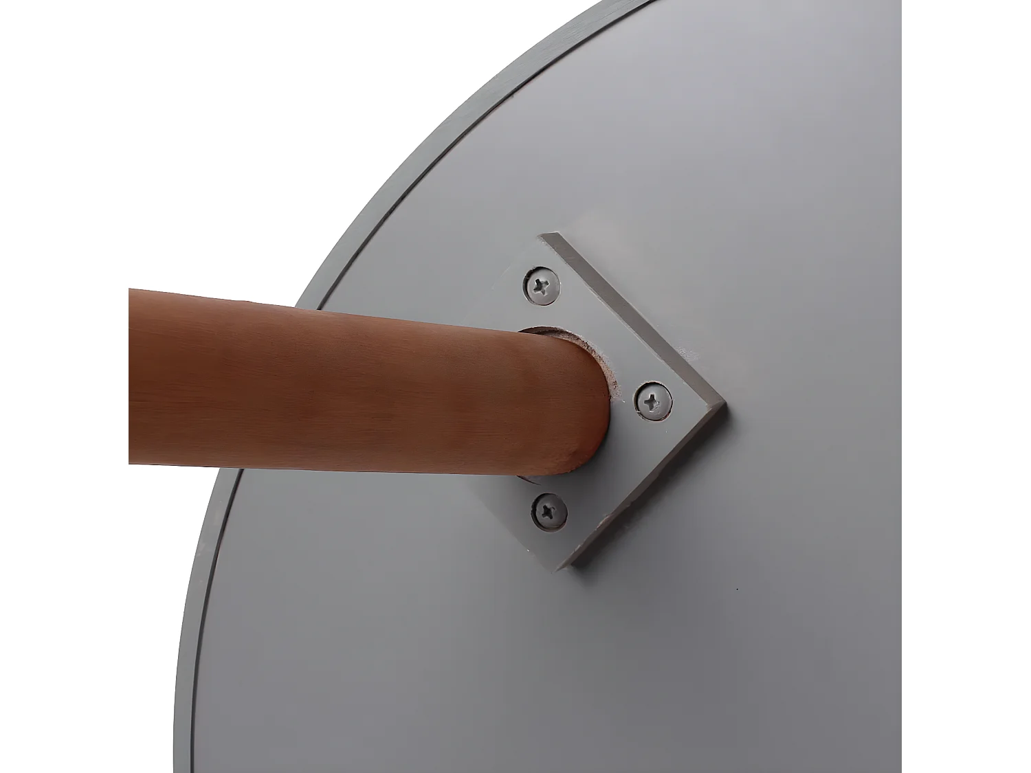 SAHN - Table d'Appoint Ronde Grise et Pieds Bois Massif