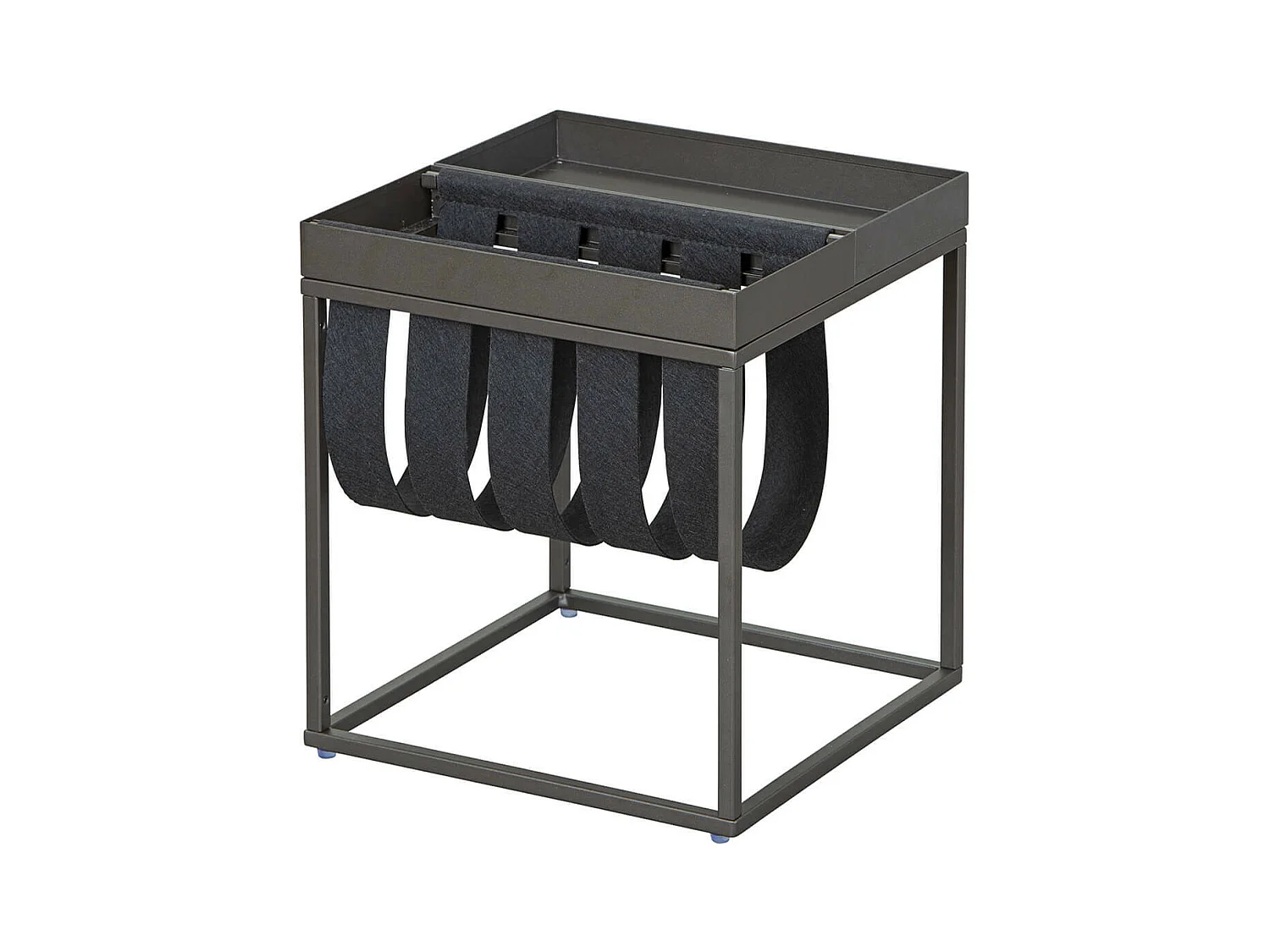 STACIO - Table d'Appoint Grise avec Porte-Brochure