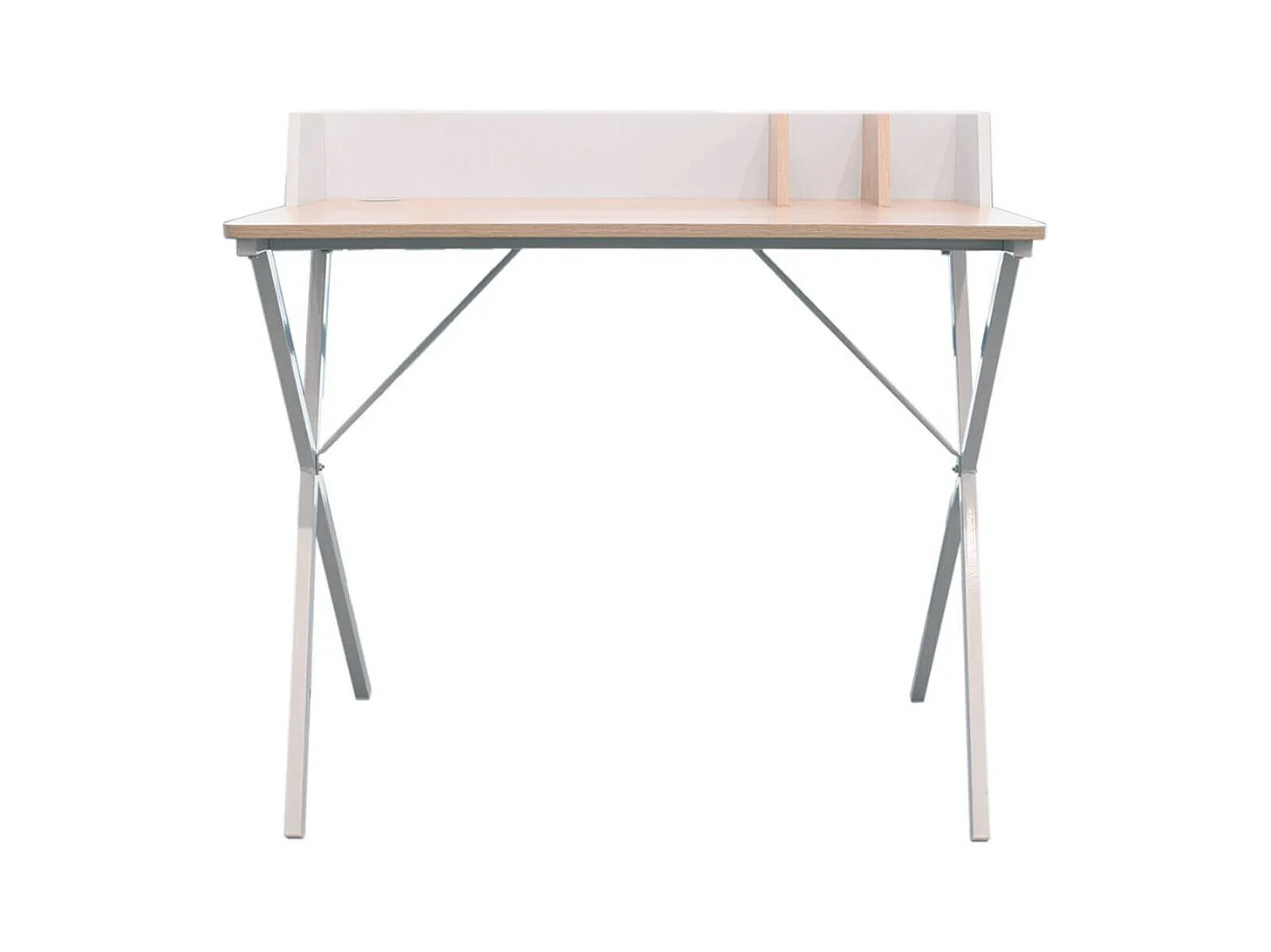 BADIE - Bureau Plateau Effet Bois et Piètement Blanc