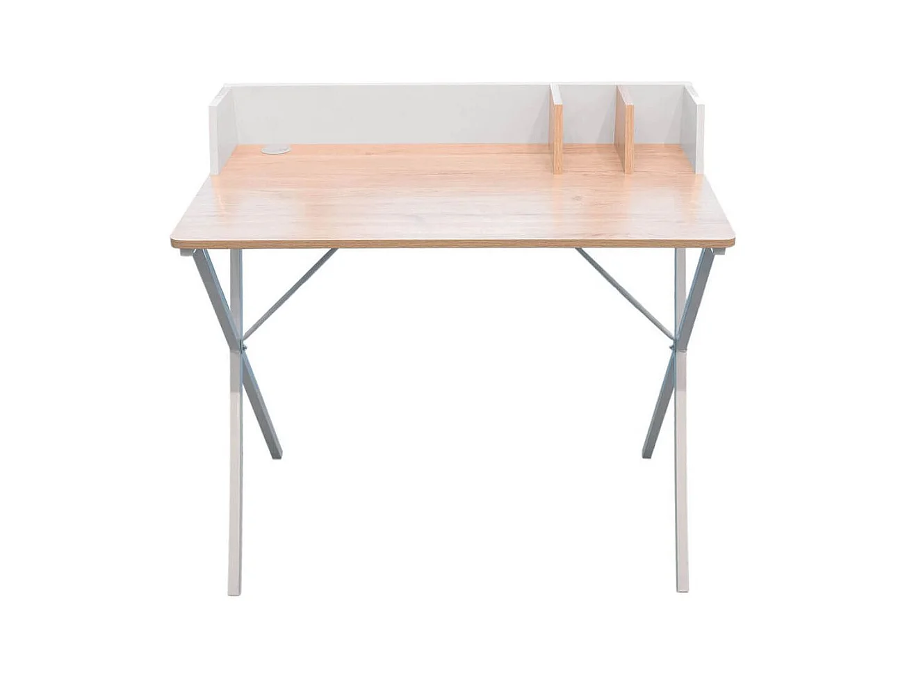 BADIE - Bureau Plateau Effet Bois et Piètement Blanc