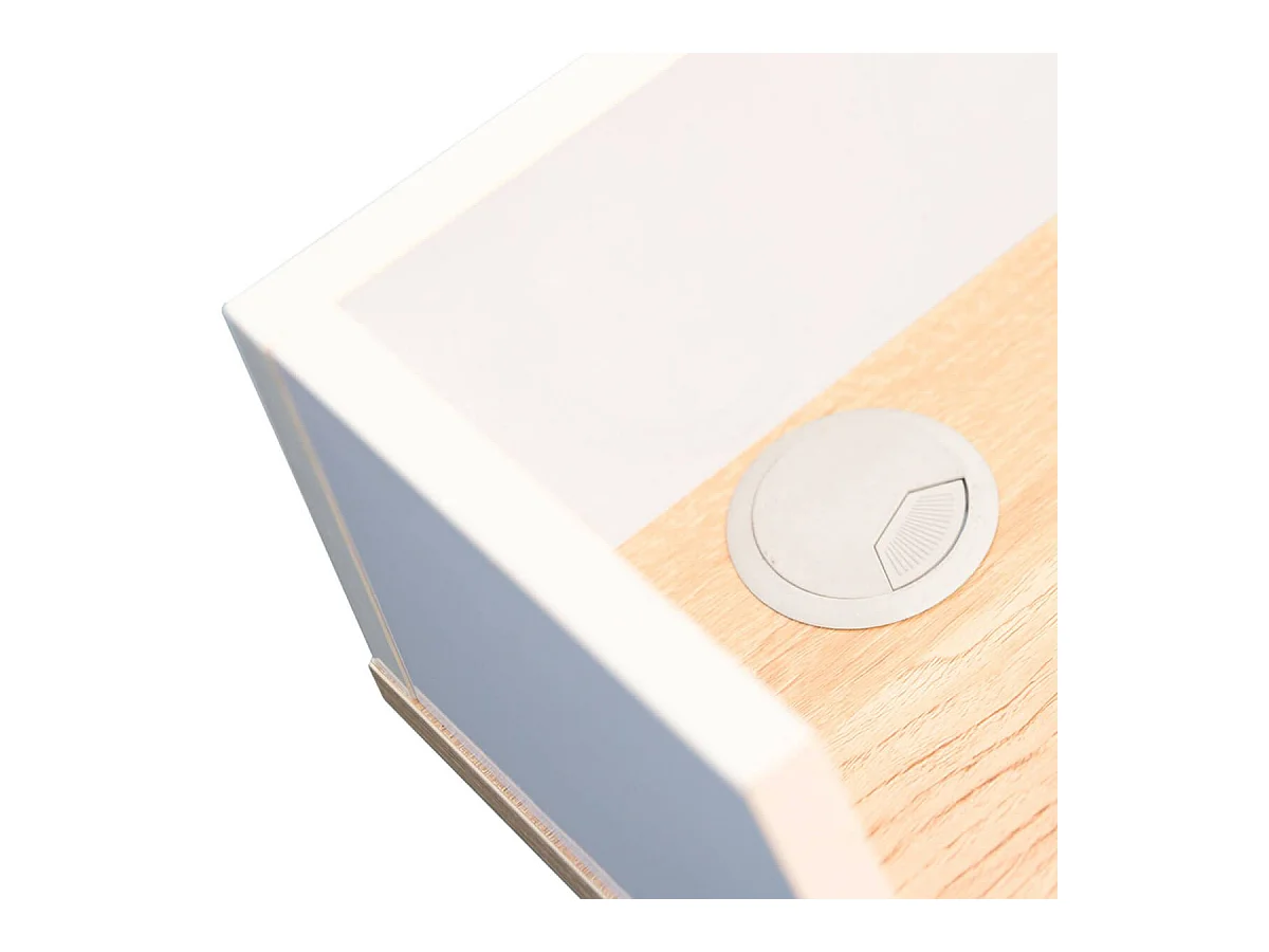 BADIE - Bureau Plateau Effet Bois et Piètement Blanc