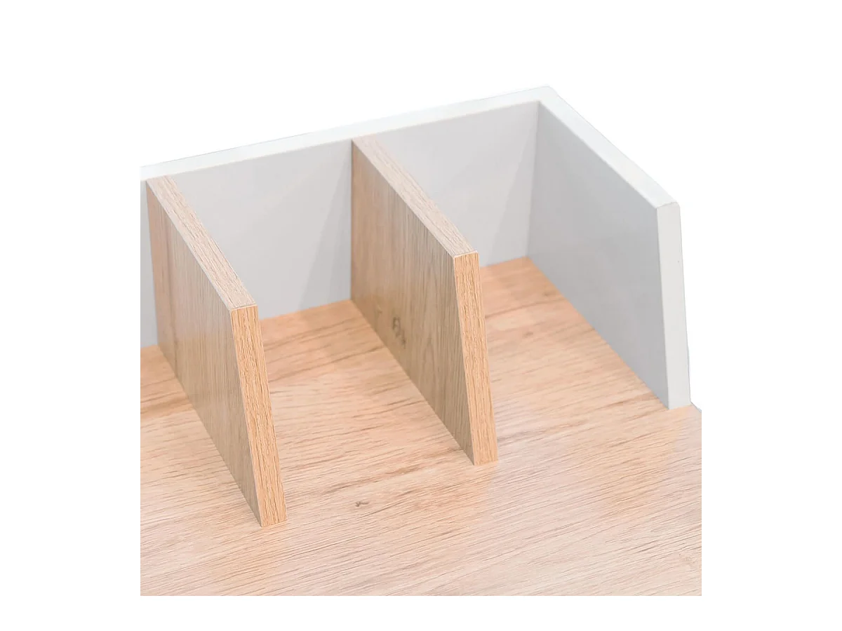 BADIE - Bureau Plateau Effet Bois et Piètement Blanc