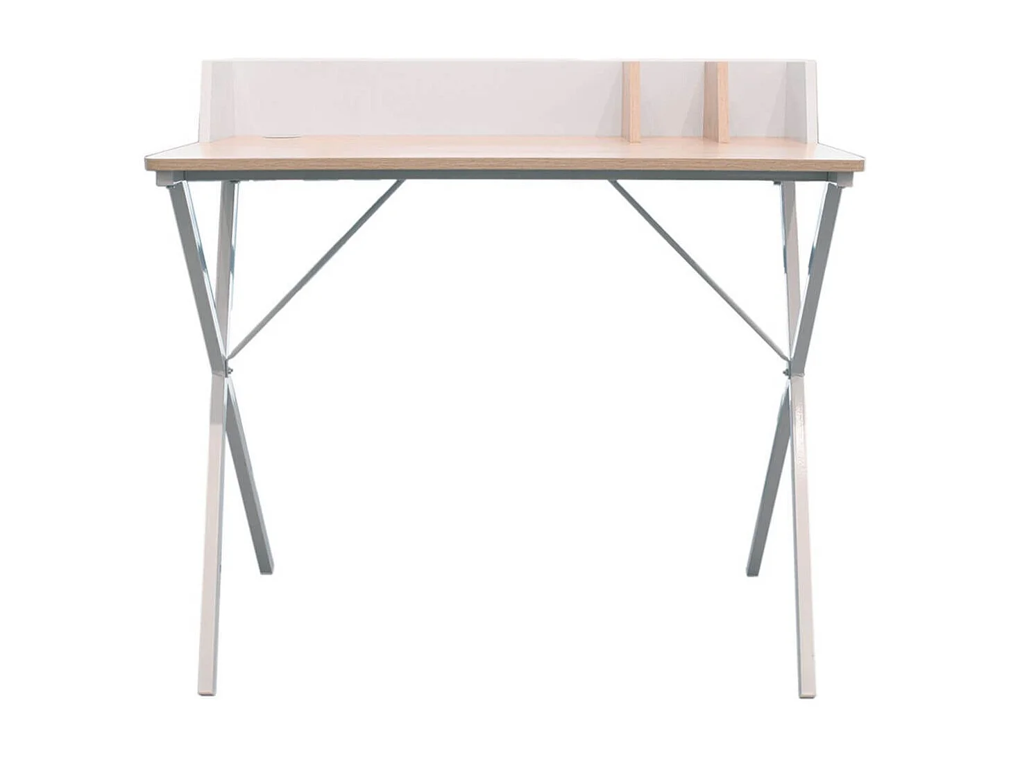 BADIE - Bureau Plateau Effet Bois et Piètement Blanc