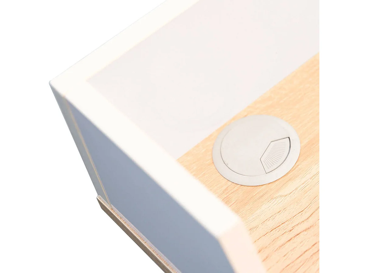 BADIE - Bureau Plateau Effet Bois et Piètement Blanc