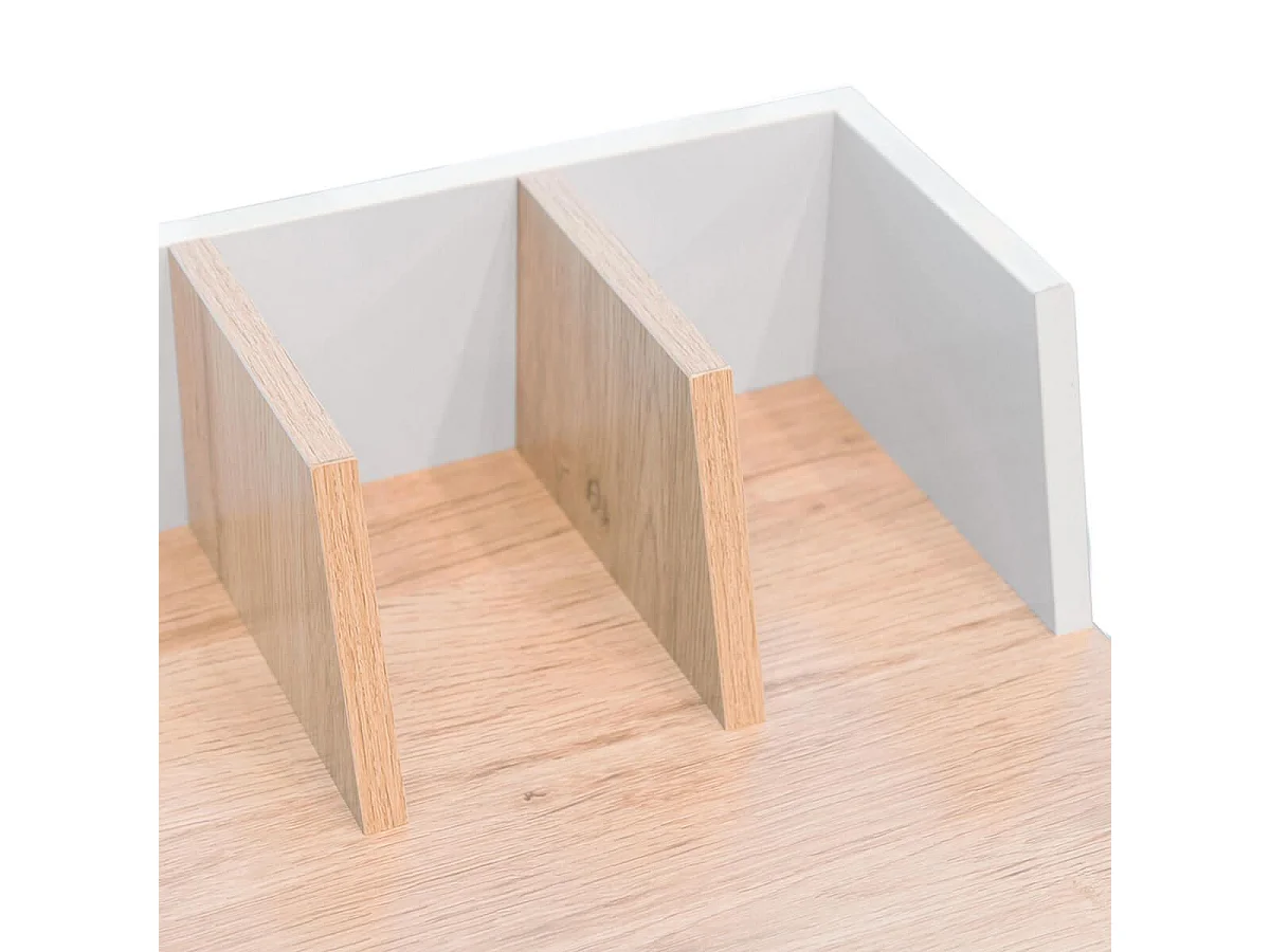 BADIE - Bureau Plateau Effet Bois et Piètement Blanc