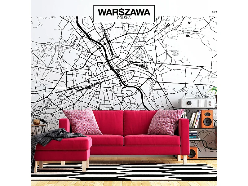 Fotomurale adesivo - Warsaw Map - 392x280