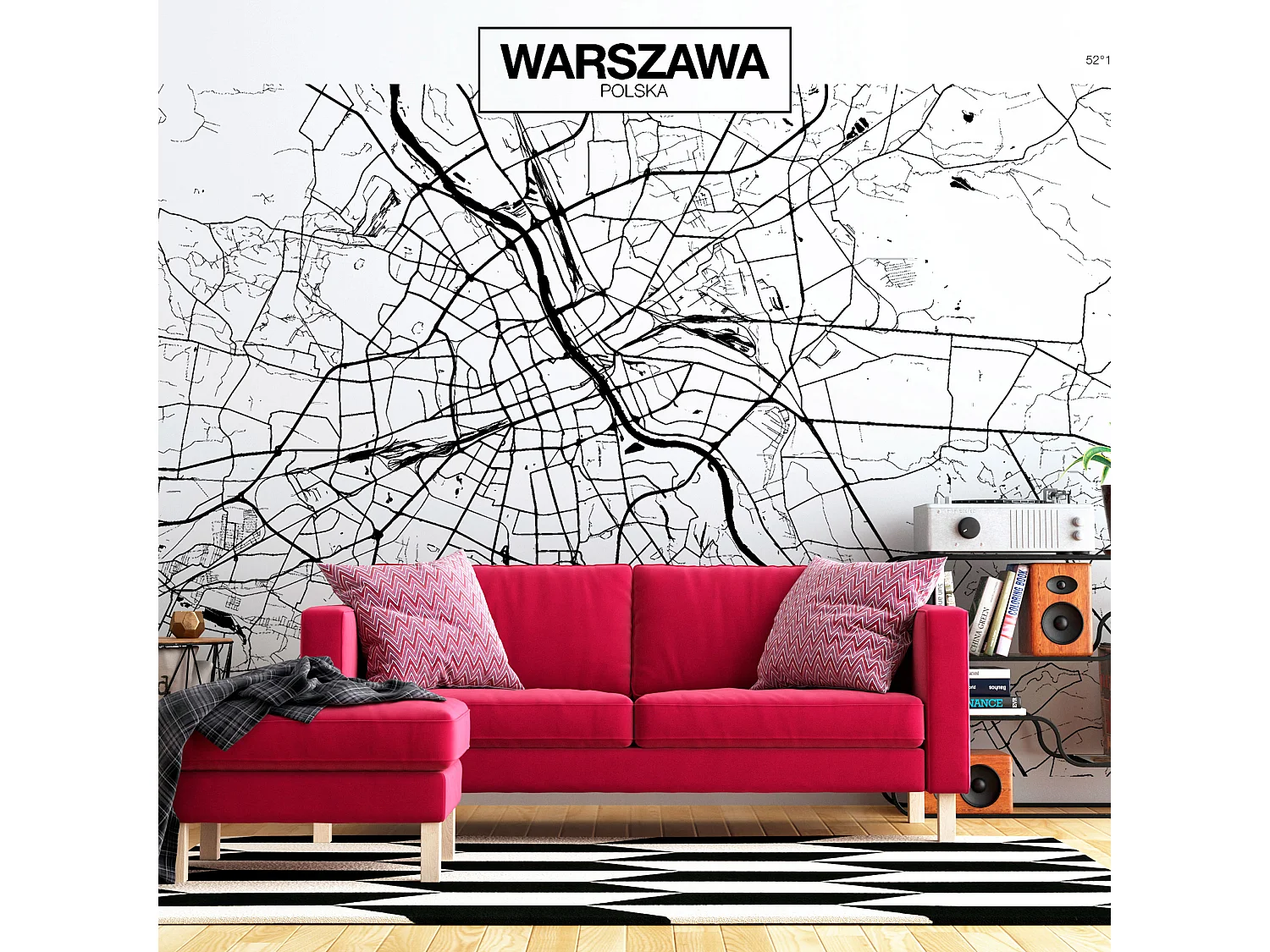 Fotomurale adesivo - Warsaw Map - 392x280