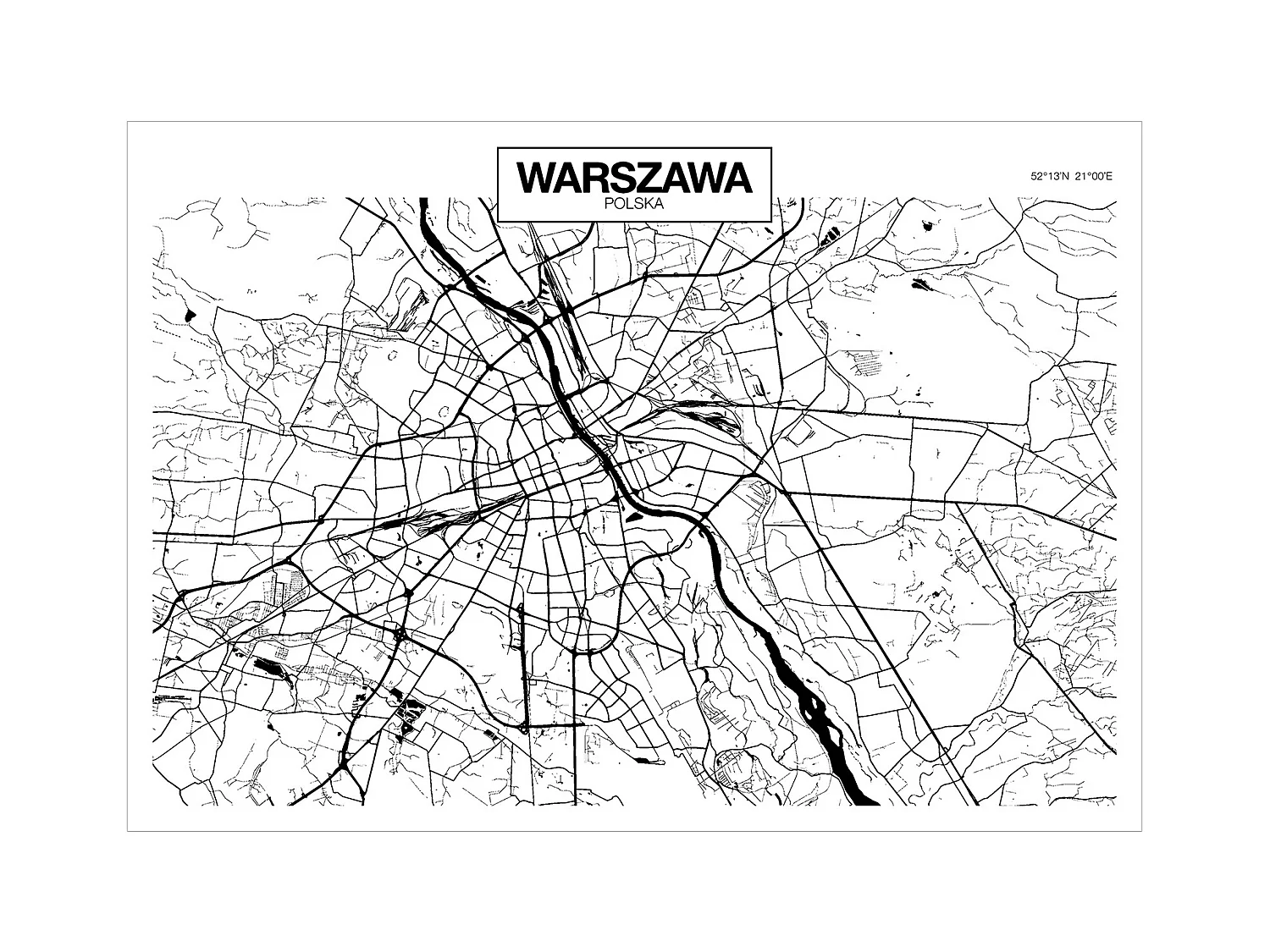 Fotomurale adesivo - Warsaw Map - 392x280