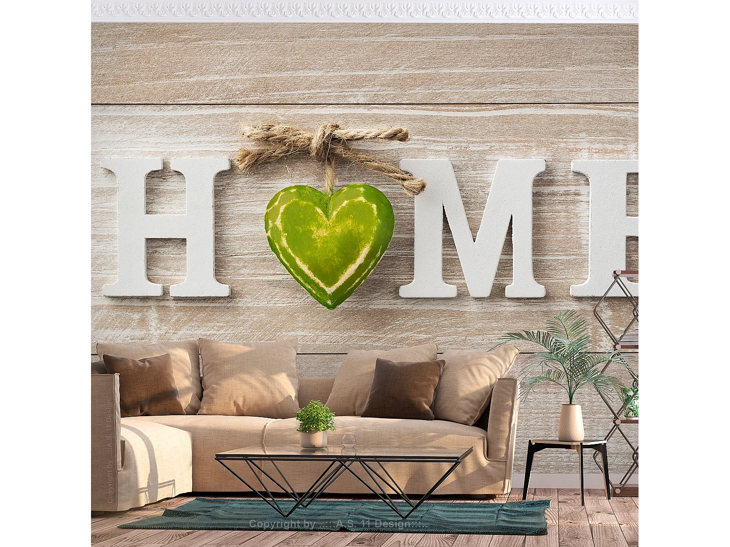 Fotomurale adesivo - Home Heart (Green) - 441x315
