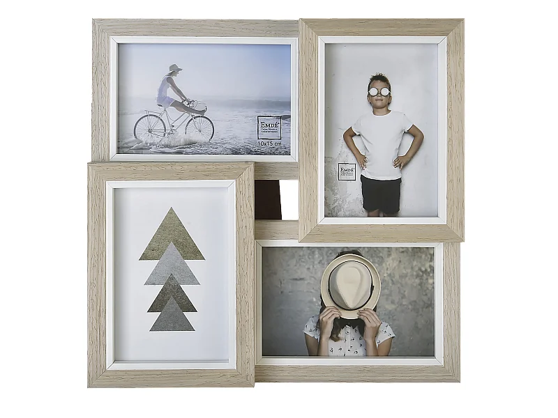 Cadre multivues bois et blanc 30x30cm