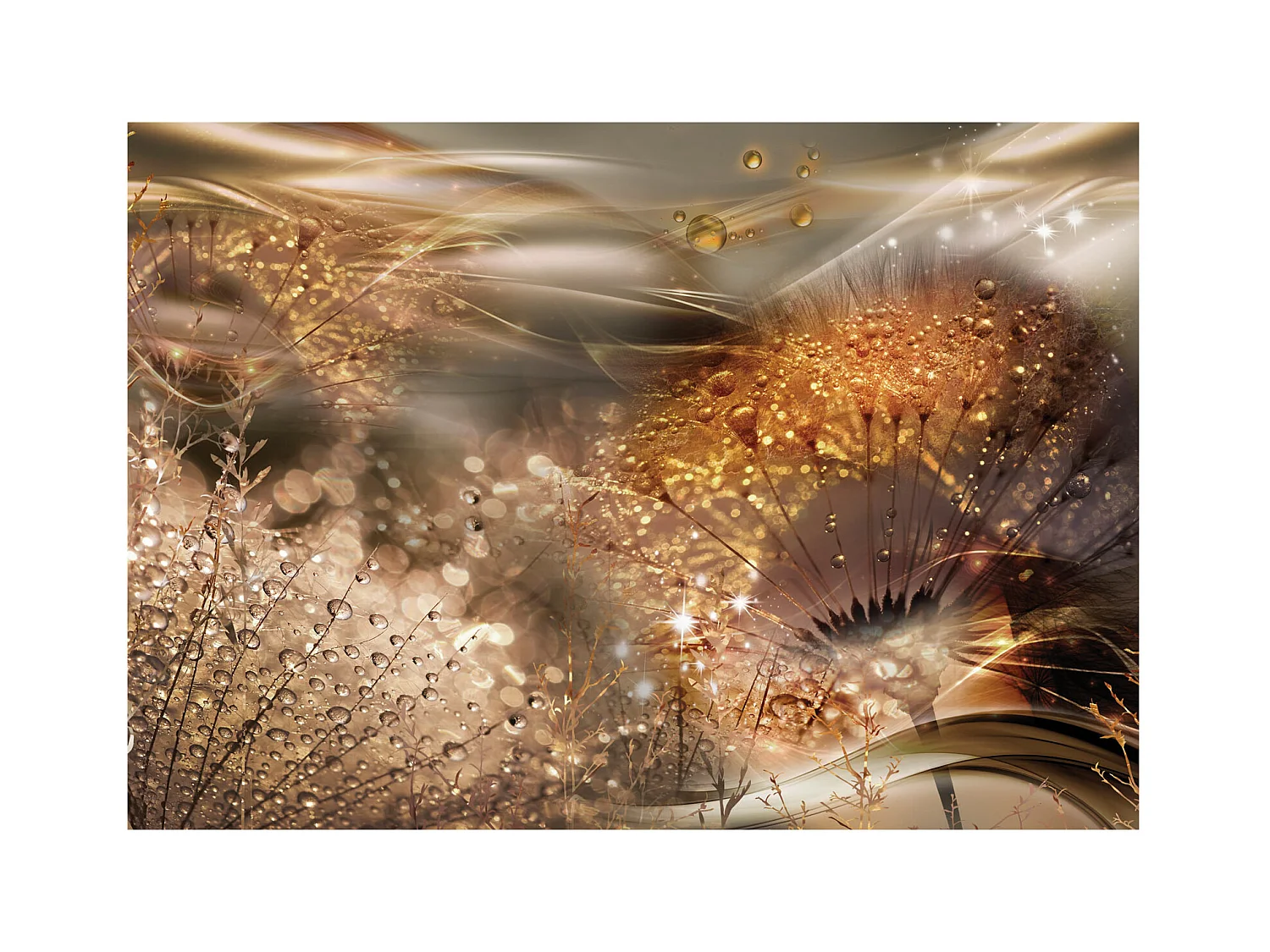 Fotomurale adesivo - Dandelions' World (Gold) - 294x210