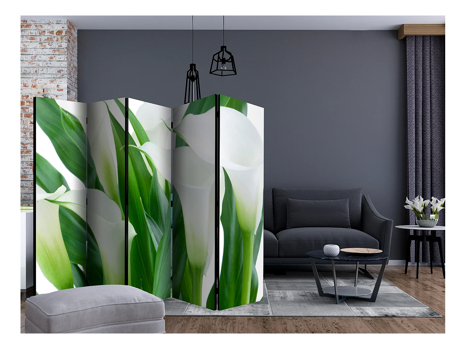 Paravento - bunch of flowers - callas II [Room Dividers] - 225x172