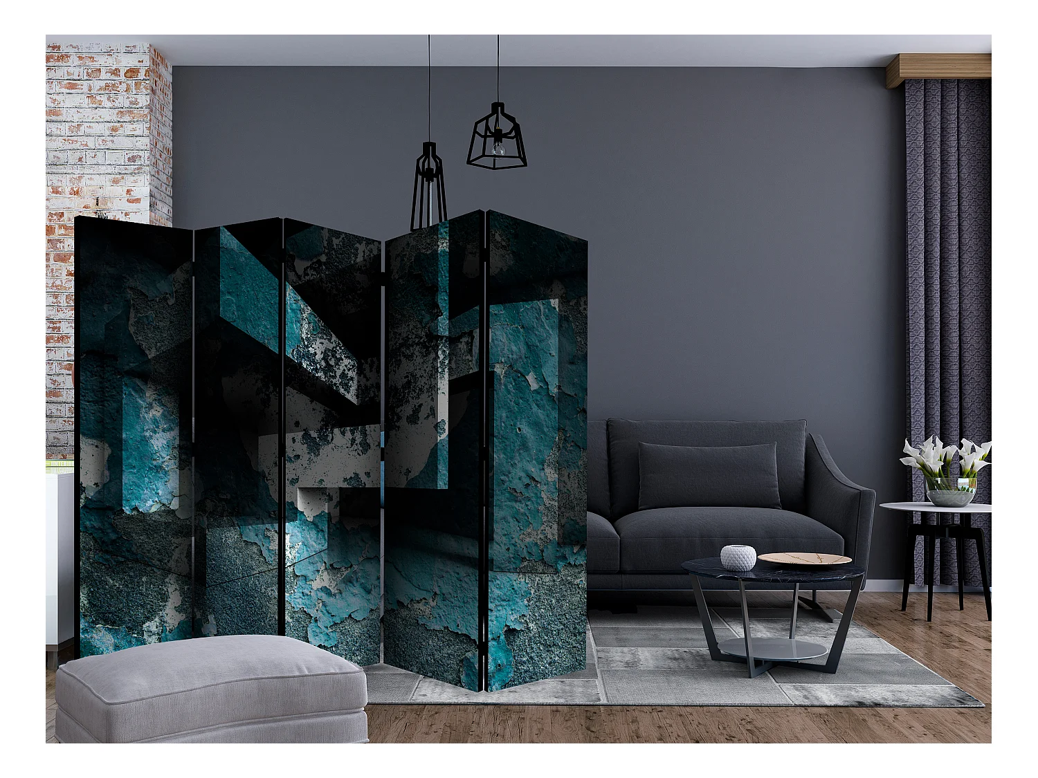 Paravento - Azure Geometry II [Room Dividers] - 225x172